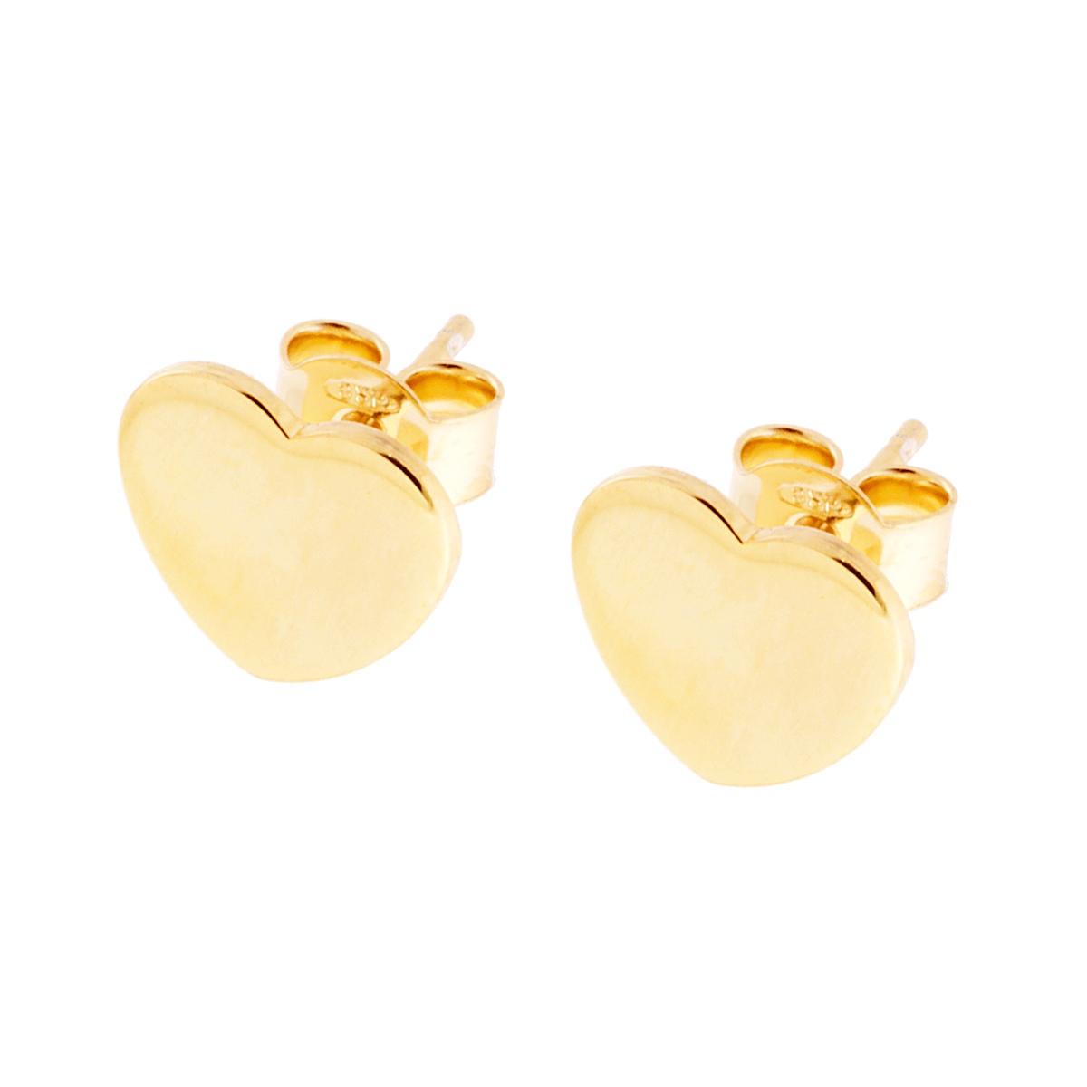 Orecchini Cuore Plain mm 9,4 in ARGENTO 925 Galvanica Oro