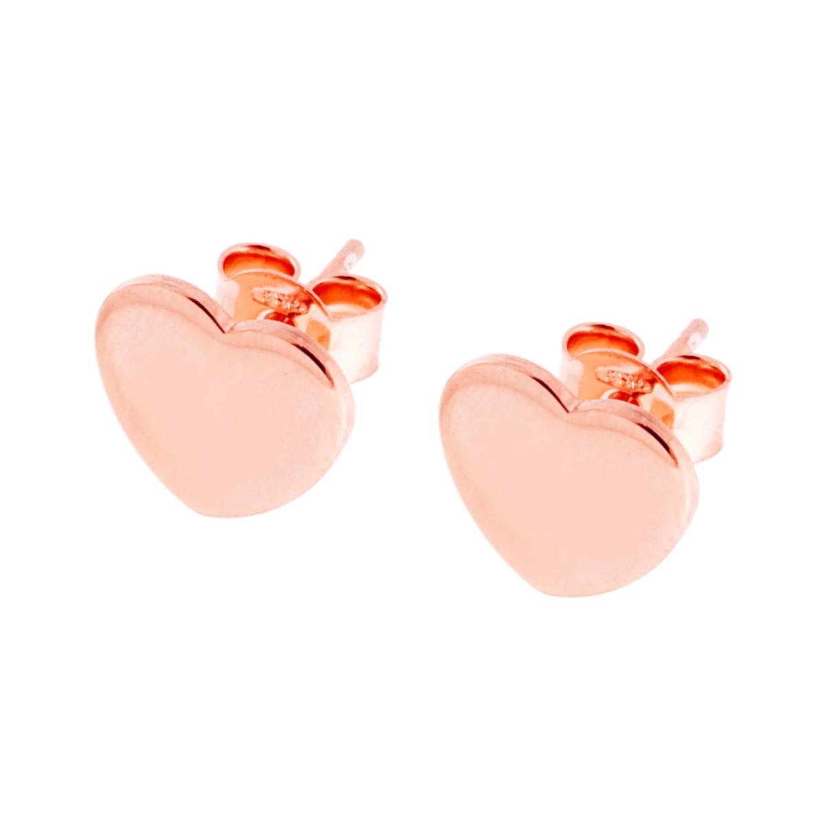 Orecchini Cuore Plain mm 9,4  in ARGENTO 925 Galvanica Rosa