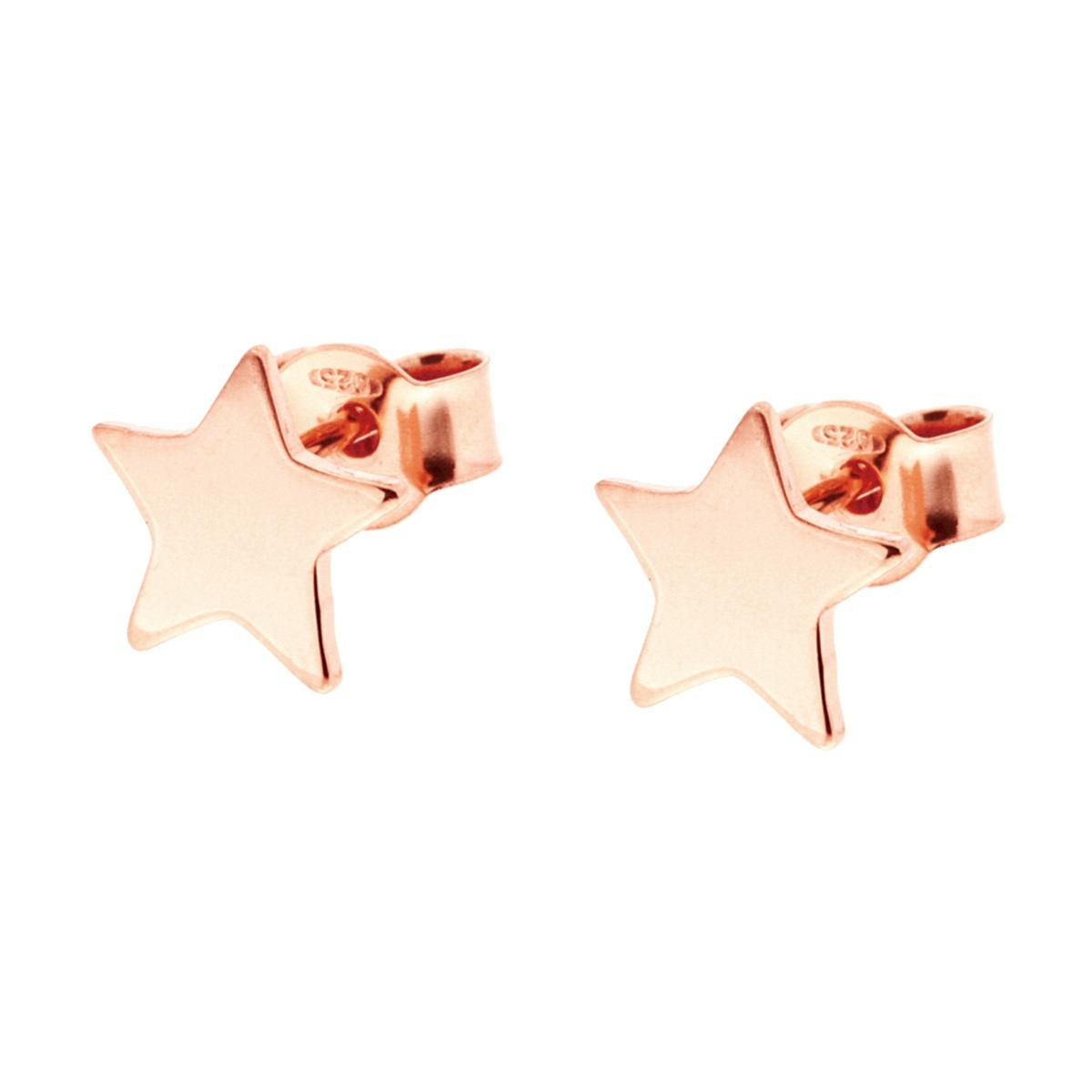 Orecchini Stella Plain mm 9,4 in ARGENTO 925 Galvanica Rosa