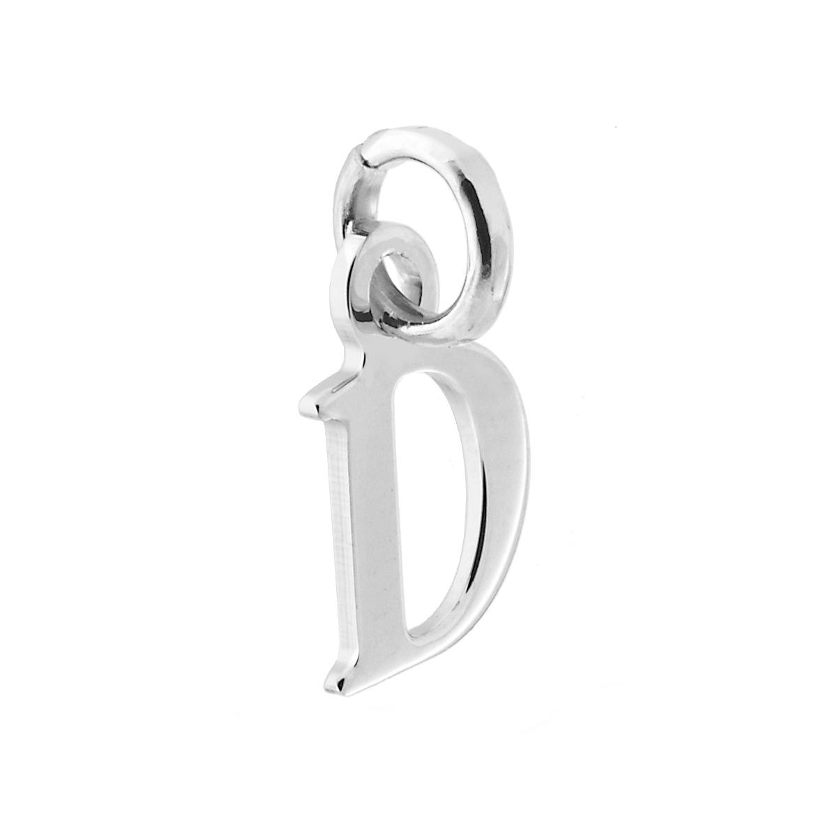 Ciondolo Iniziale nome Lettera plain in ARGENTO 925 Galvanica Rodio