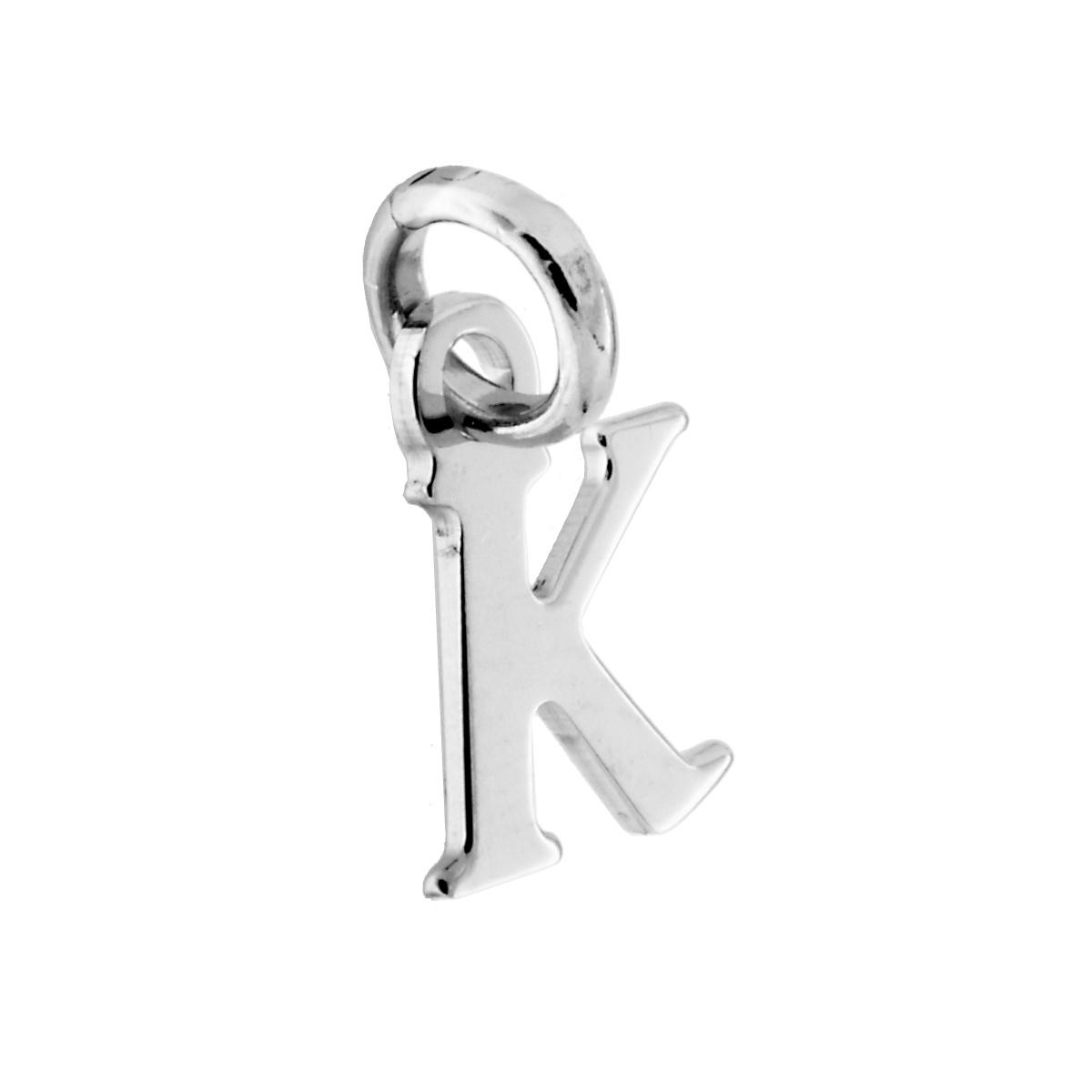 Ciondolo Iniziale nome Lettera plain in ARGENTO 925 Galvanica Rodio
