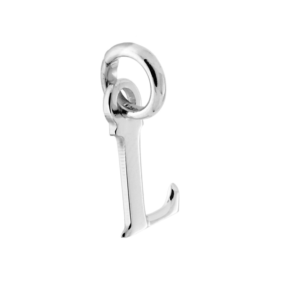 Ciondolo Iniziale nome Lettera plain in ARGENTO 925 Galvanica Rodio