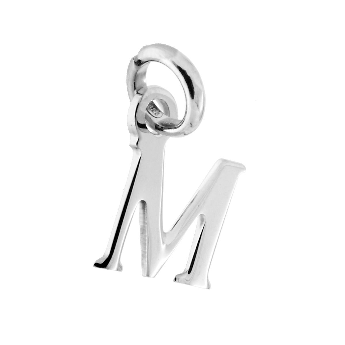 Ciondolo Iniziale nome Lettera plain in ARGENTO 925 Galvanica Rodio