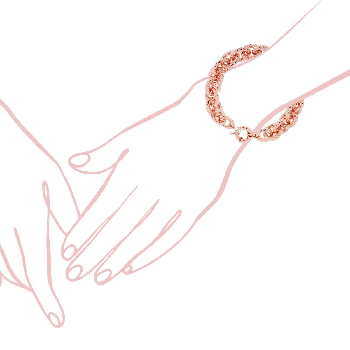 Bracciale Catena Forzatina effetto Martellato Diamantato colore Rosa in ALLUMINIO