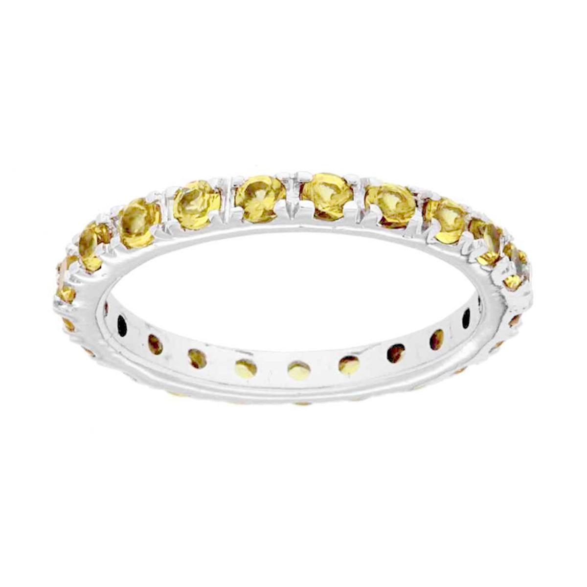 Anello Eternity con Cubic Zirconia Giallo mm 3 in ARGENTO 925 Galvanica Rodio