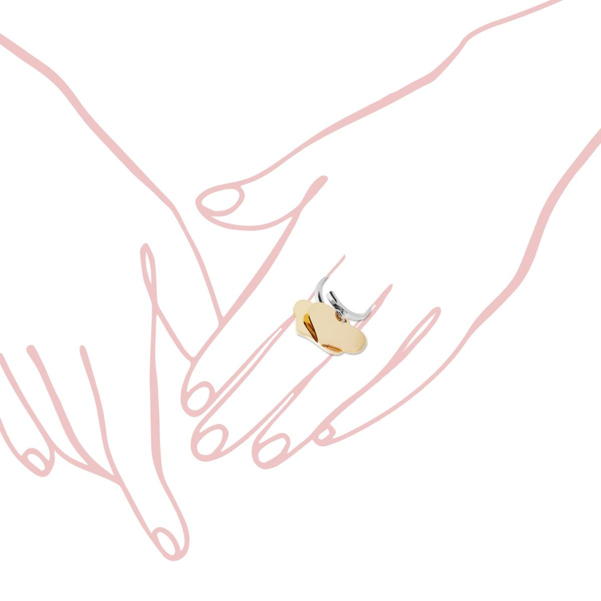 Anello Amore Love con due Cuori Oro pendenti plain mm 23 in ARGENTO 925 Galvanica Rodio