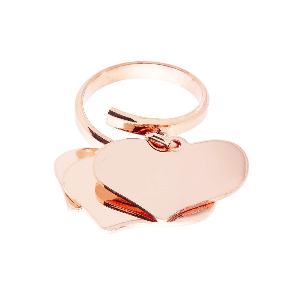 Anello Amore Love con tre Cuori pendenti plain mm 23 in ARGENTO 925 Galvanica Rosa