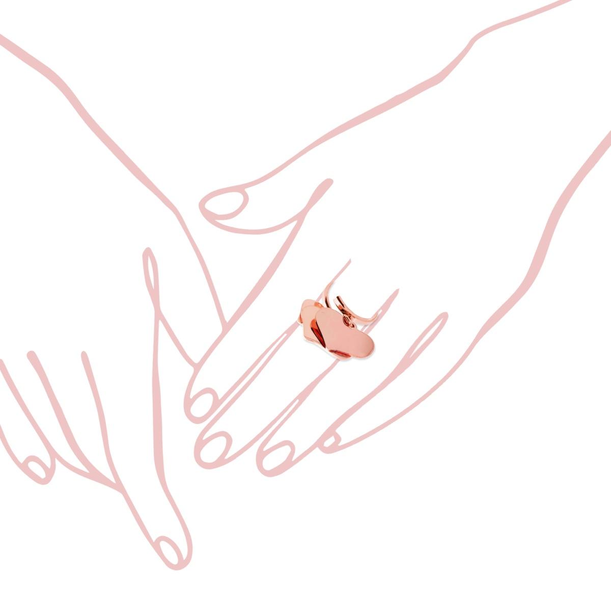 Anello Amore Love con tre Cuori pendenti plain mm 23 in ARGENTO 925 Galvanica Rosa