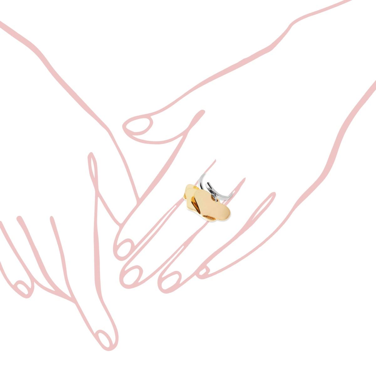 Anello Amore Love con tre Cuori Oro pendenti plain mm 23 in ARGENTO 925 Galvanica Rodio