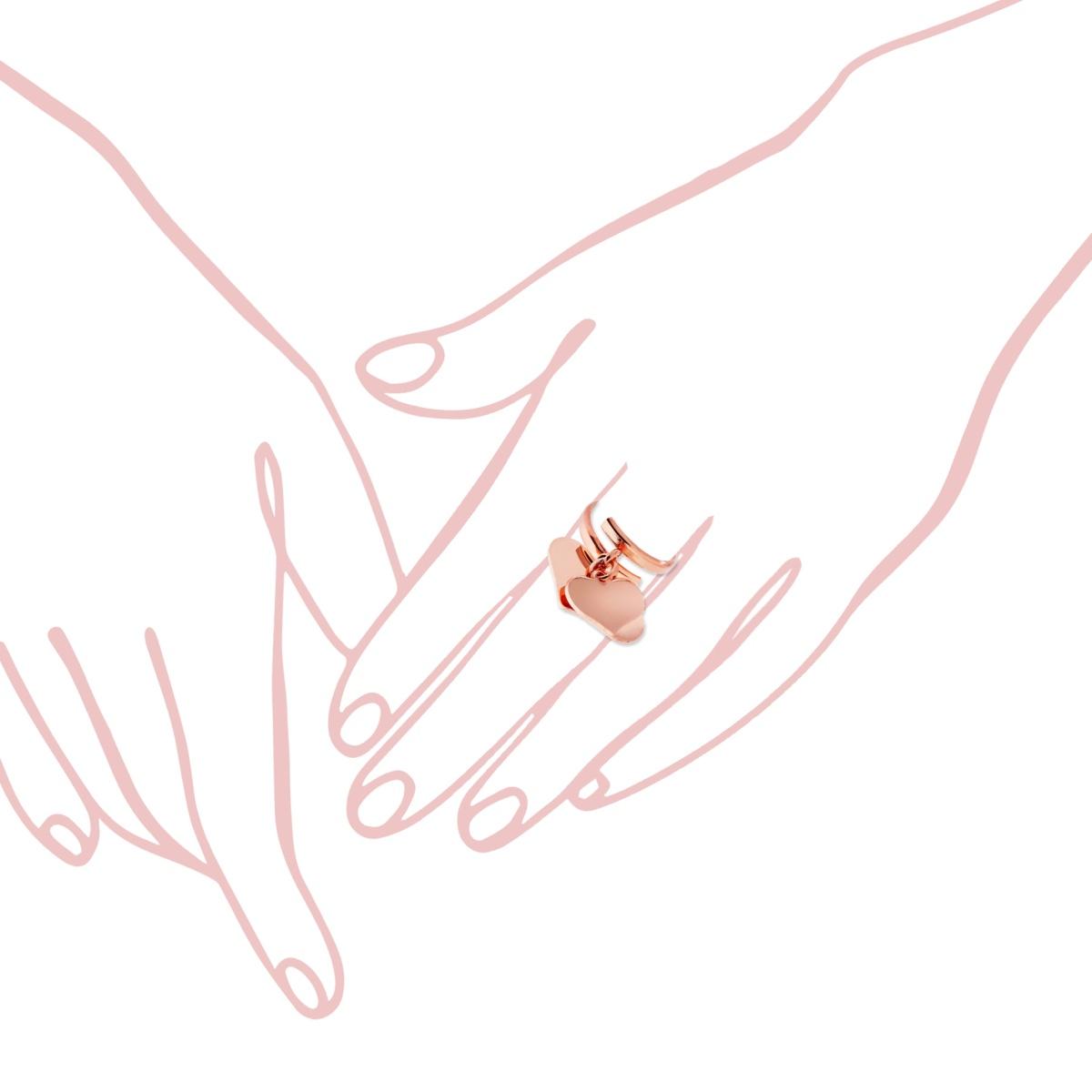 Anello Amore Love con due Cuori pendenti plain mm 18 mm 24 in ARGENTO 925 Galvanica Rosa