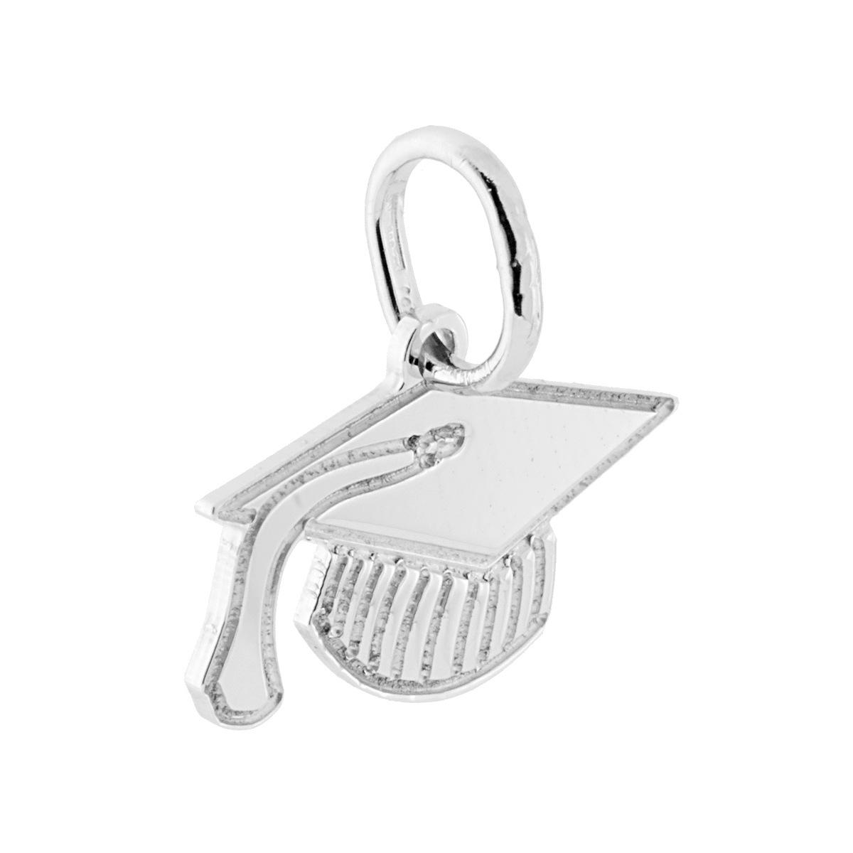 Ciondolo Tocco Cappello per Laurea in ARGENTO 925 Galvanica Rodio