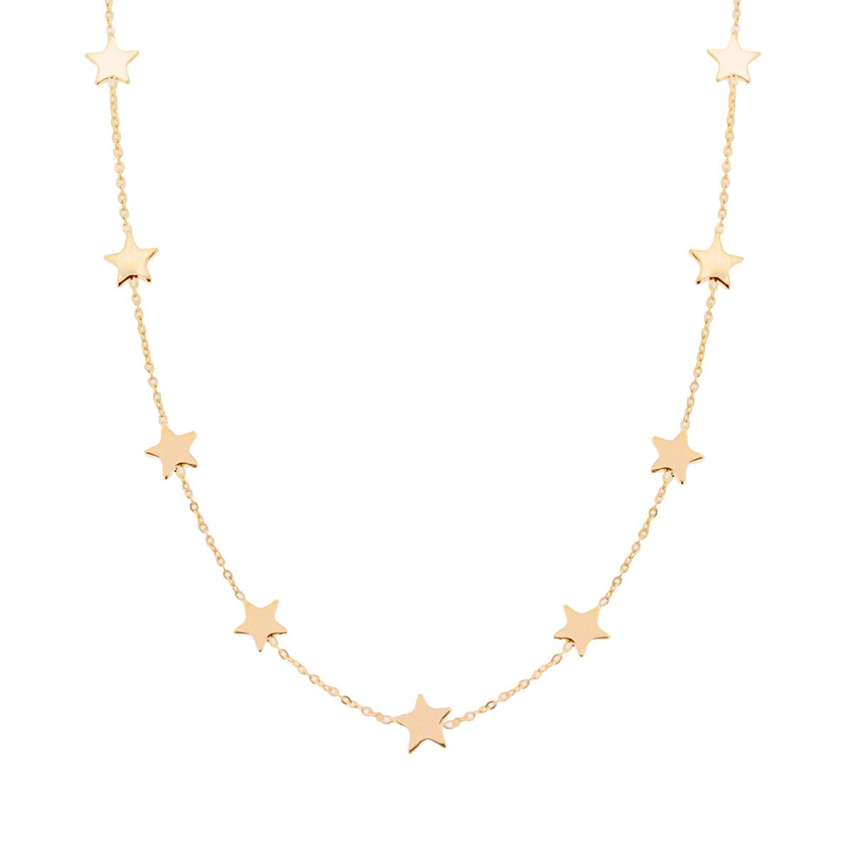 Collana catena Forzatina con Stelle plain in ARGENTO 925 Galvanica Oro