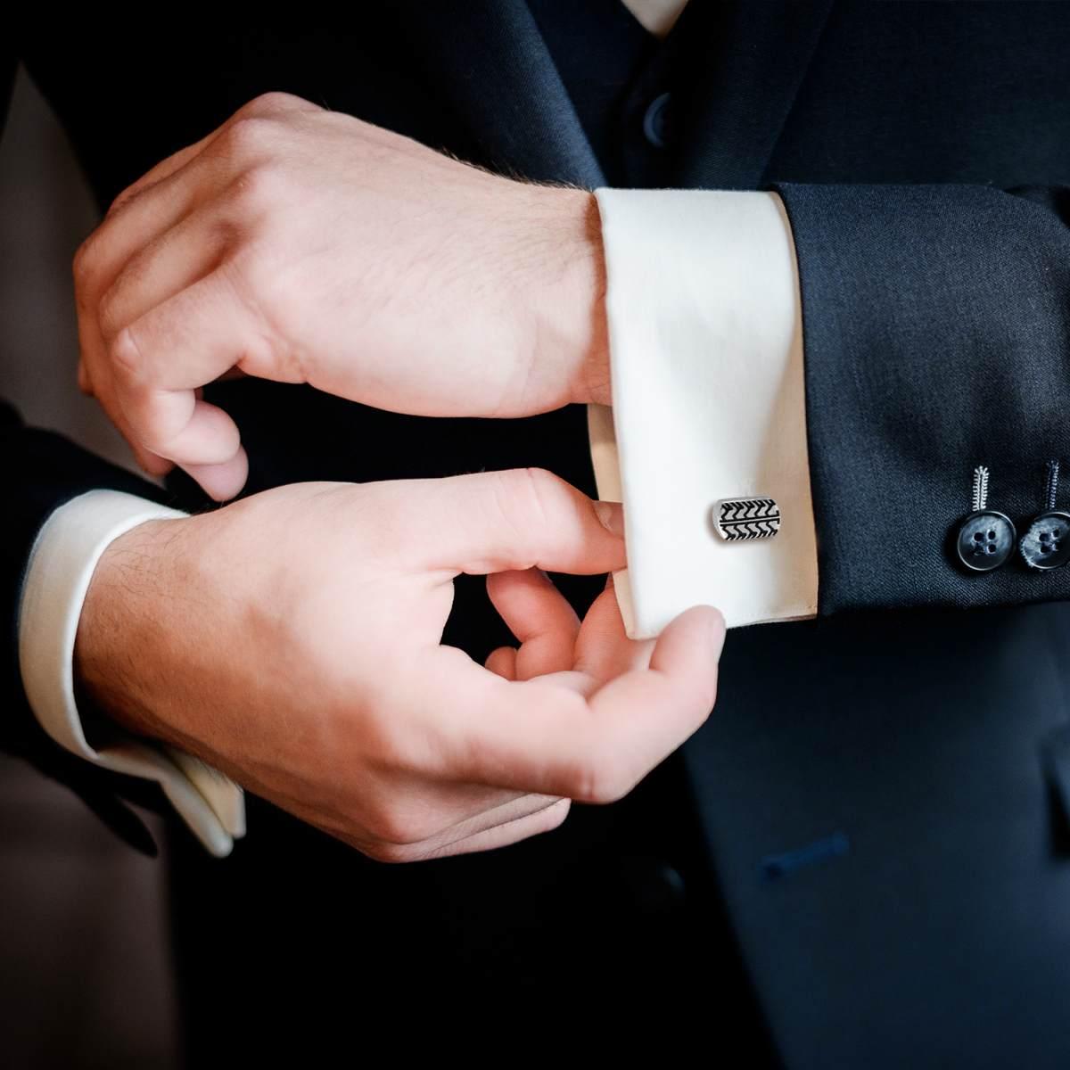 Accessori Gemelli Rettangolari Effetto Pneumatico in ACCIAIO