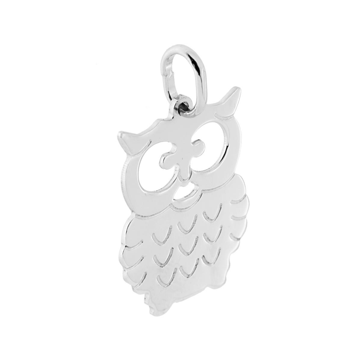 Ciondolo con Sagoma a forma di Gufo in ARGENTO 925 Galvanica Rodio