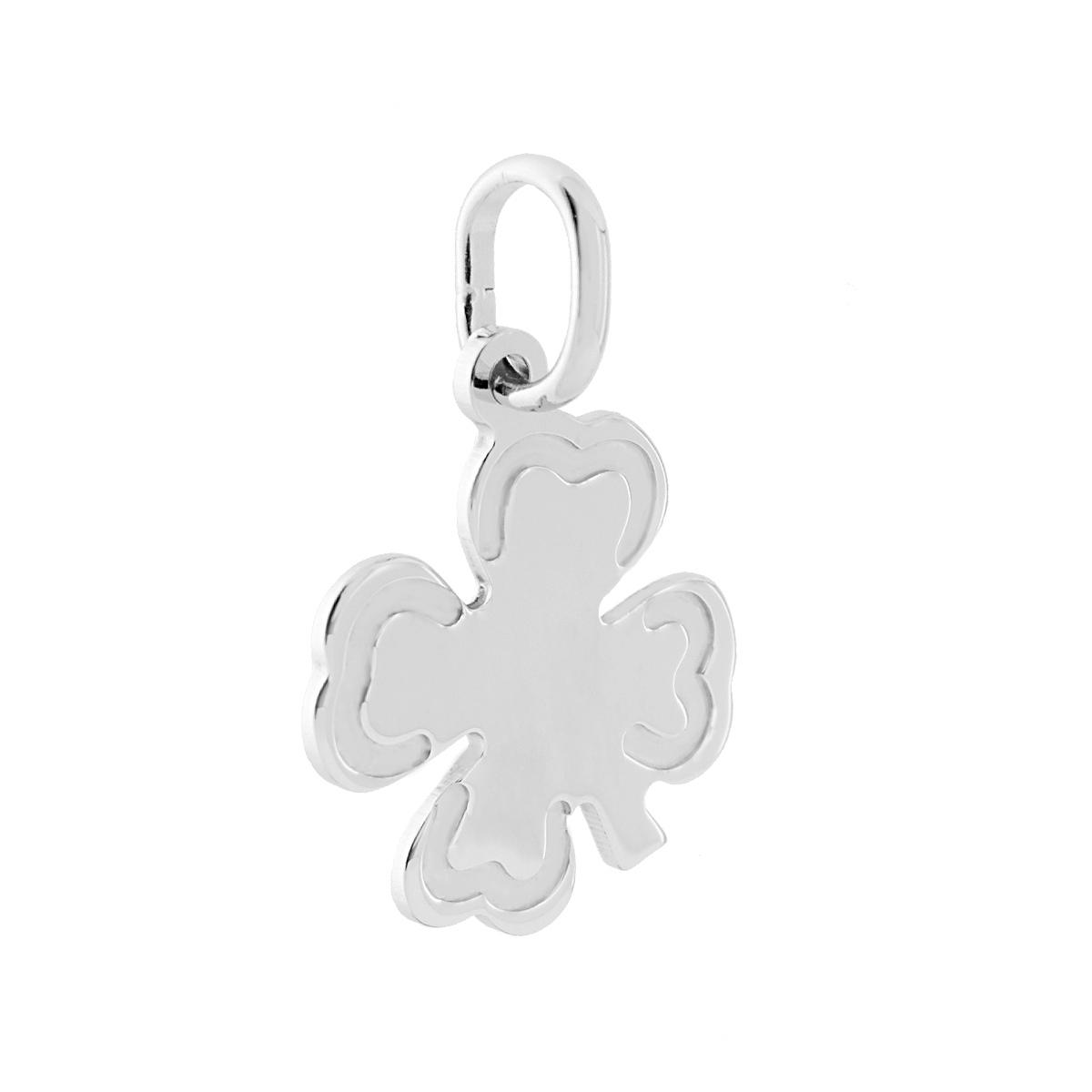 Ciondolo con Sagoma a forma di Quadrifoglio in ARGENTO 925 Galvanica Rodio
