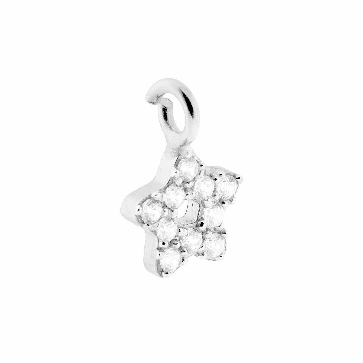 Ciondolo Mini Stella con Zirconi Bianchi in ARGENTO 925 Galvanica Rodio