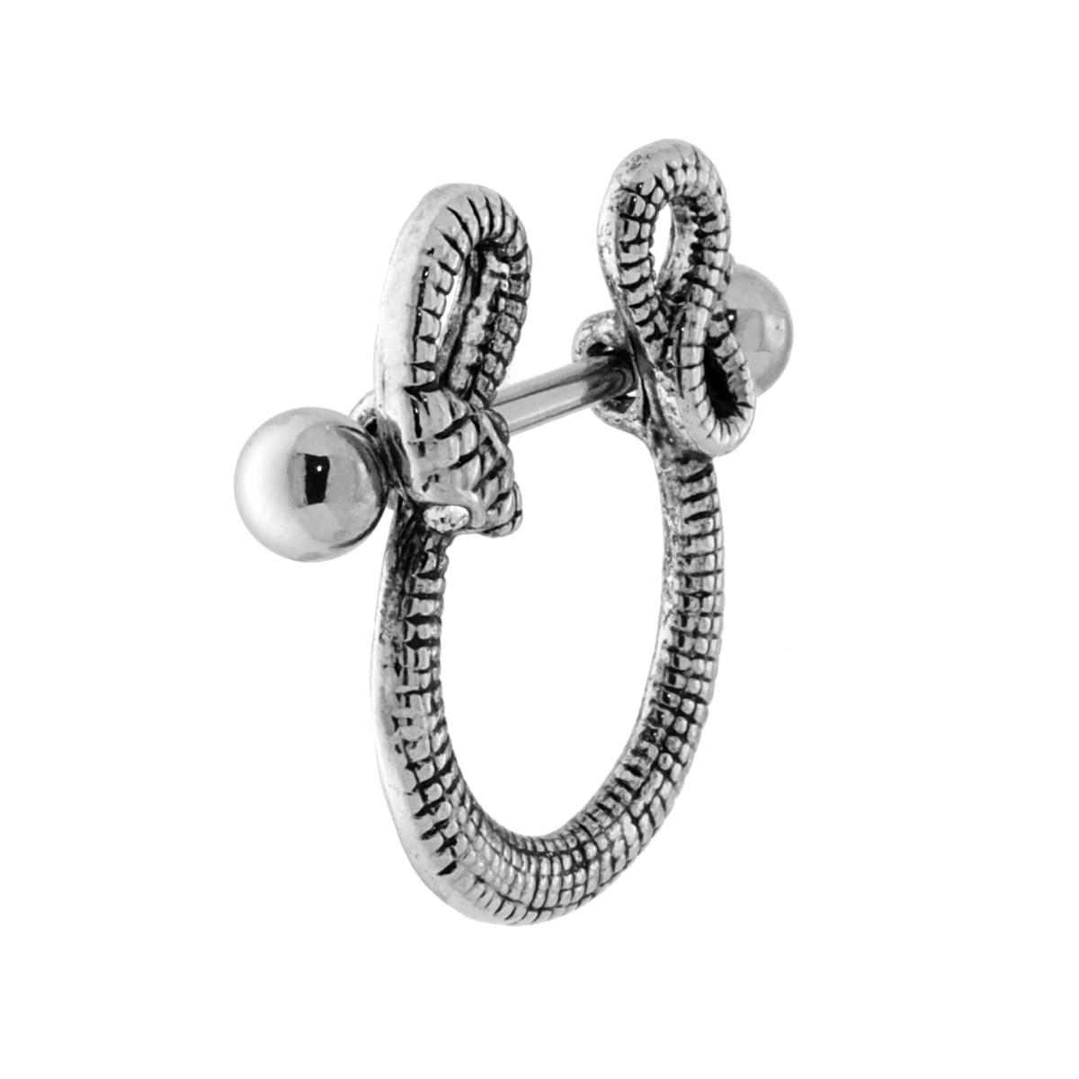 Body Piercing Capezzolo Nipple Shield mm 25x27 Serpente con Strass Biaanchi in ACCIAIO Chirurgico