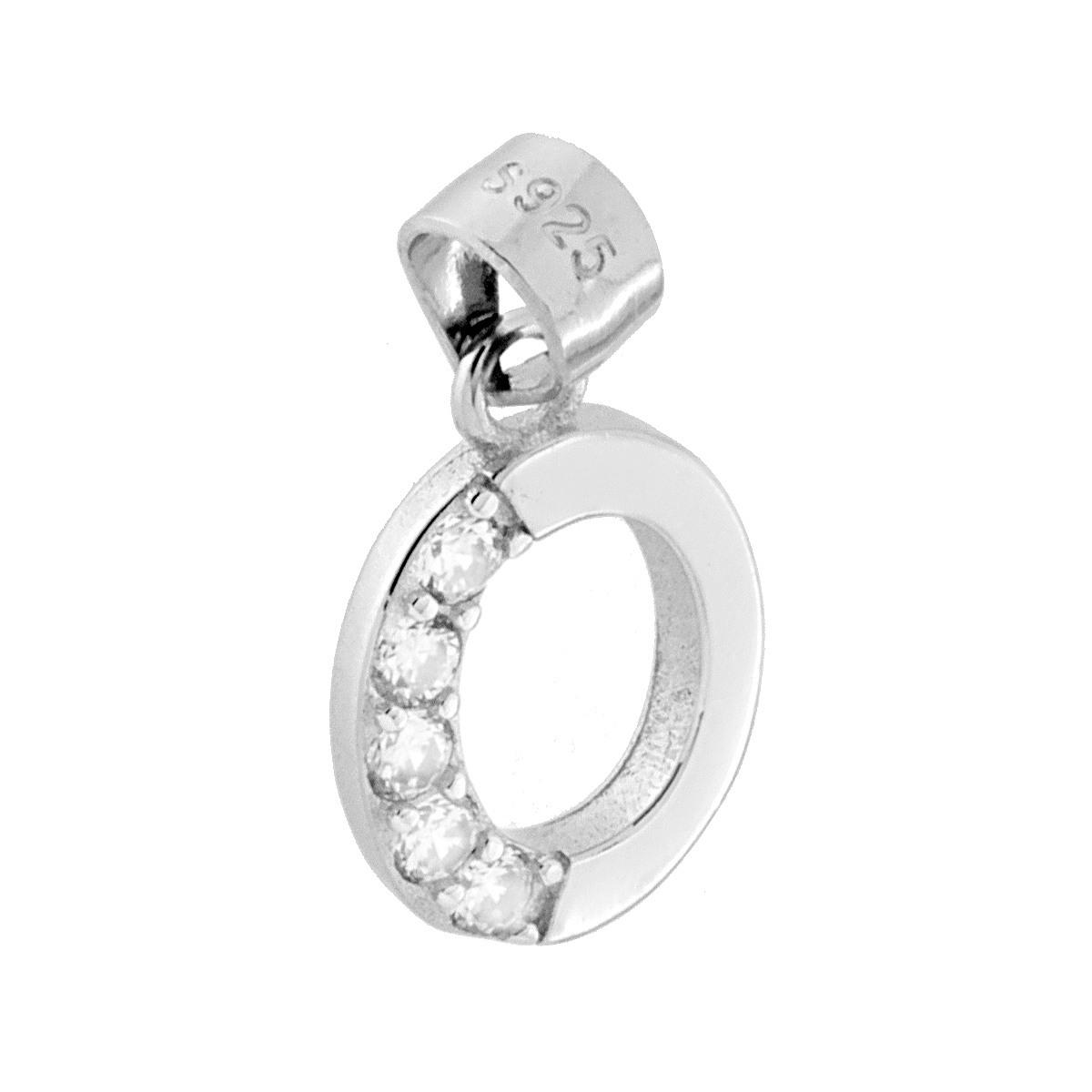 Ciondolo Lettera nome Iniziale con Cubic Zirconia Bianchi in ARGENTO 925 Galvanica Rodio