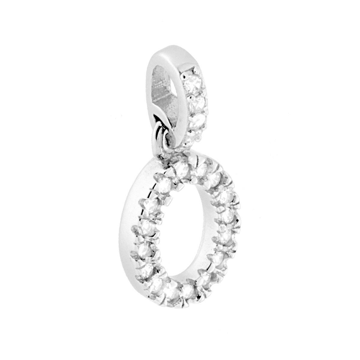 Ciondolo Lettera nome Iniziale con Zirconi Bianchi in ARGENTO 925 Galvanica Rodio