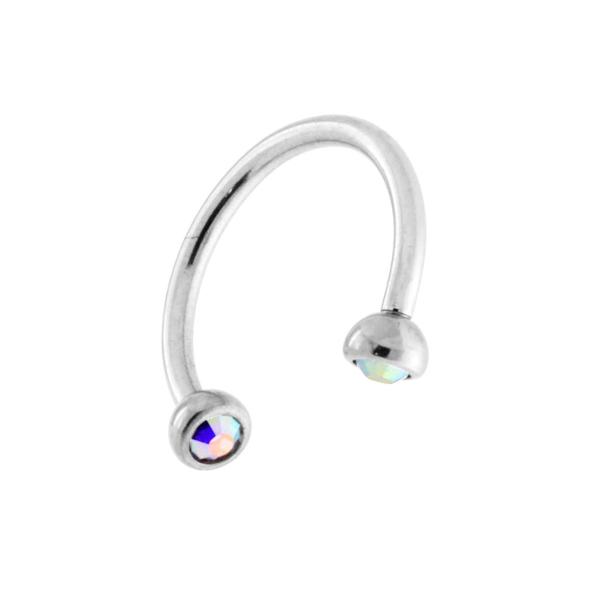 Body Piercing Circular Barbell mm 12 con Palline mm 3 con Crystal colore Boreale in ACCIAIO Chirurgico