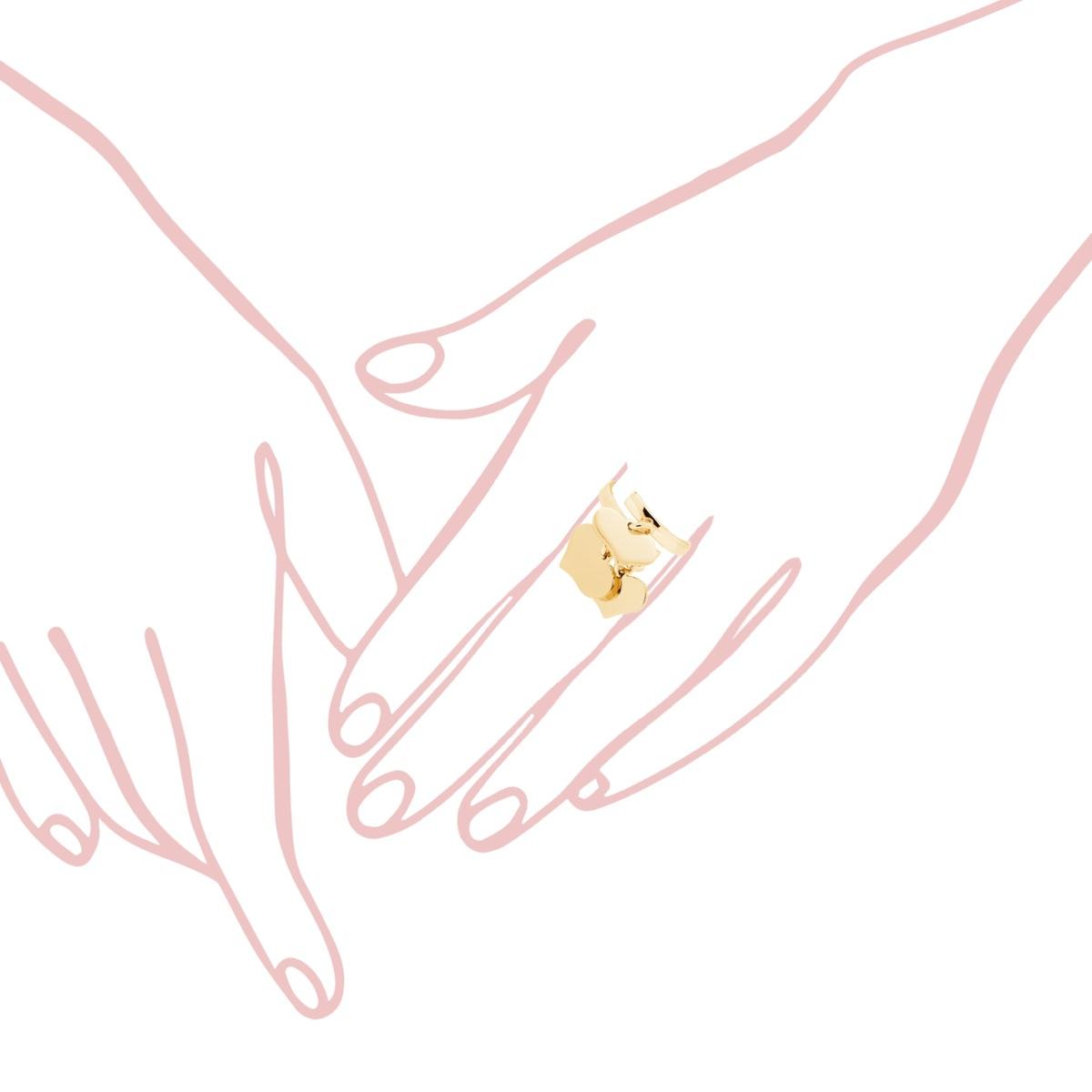 Anello Amore Love con tre Cuori pendenti plain mm 14 in ARGENTO 925 Galvanica Oro