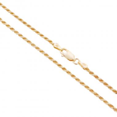 Catena Corda Diamantata 040 sezione mm 1.9 lunghezza cm 90 in ARGENTO 925 Galvanica Oro