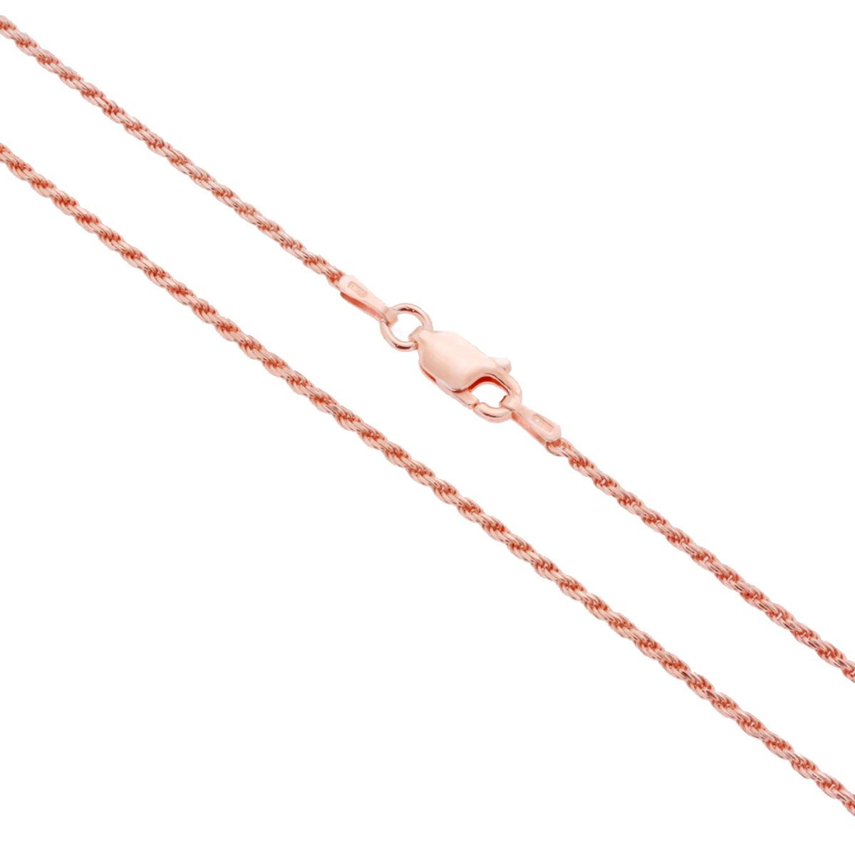 Catena Corda Diamantata 030 sezione mm 1.4 lunghezza cm 40 in ARGENTO 925 Galvanica Rosa