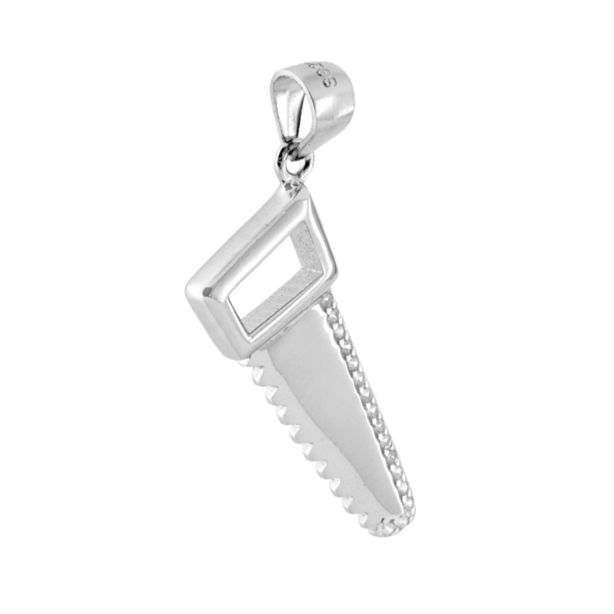 Ciondolo Sega con Zirconi Bianchi in ARGENTO 925 Galvanica Rodio