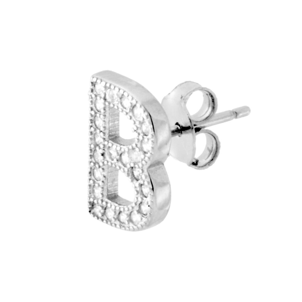 Orecchino Lettera per nome Iniziale con Zirconi Bianchi in ARGENTO 925 Galvanica Rodio