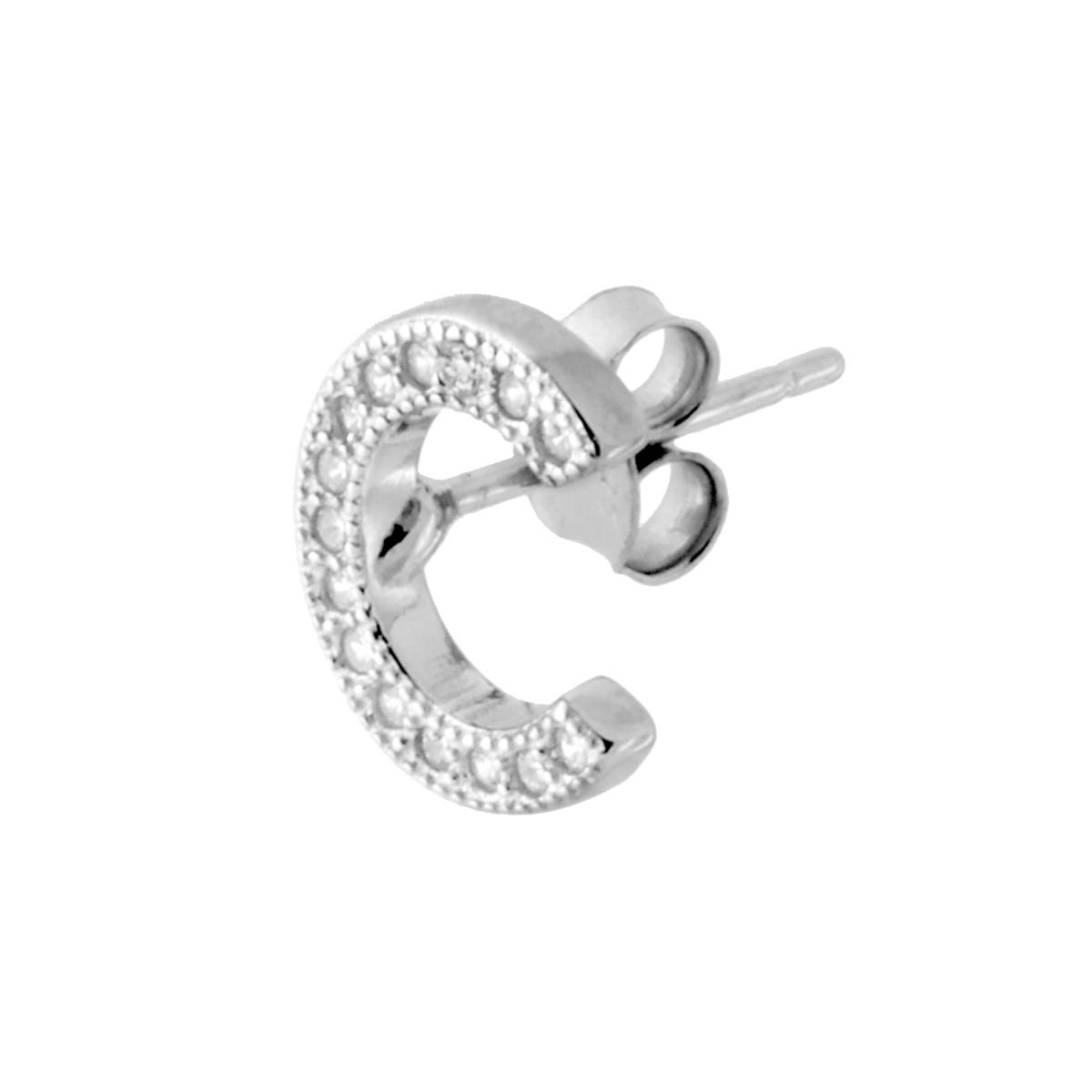 Orecchino Lettera per nome Iniziale con Zirconi Bianchi in ARGENTO 925 Galvanica Rodio