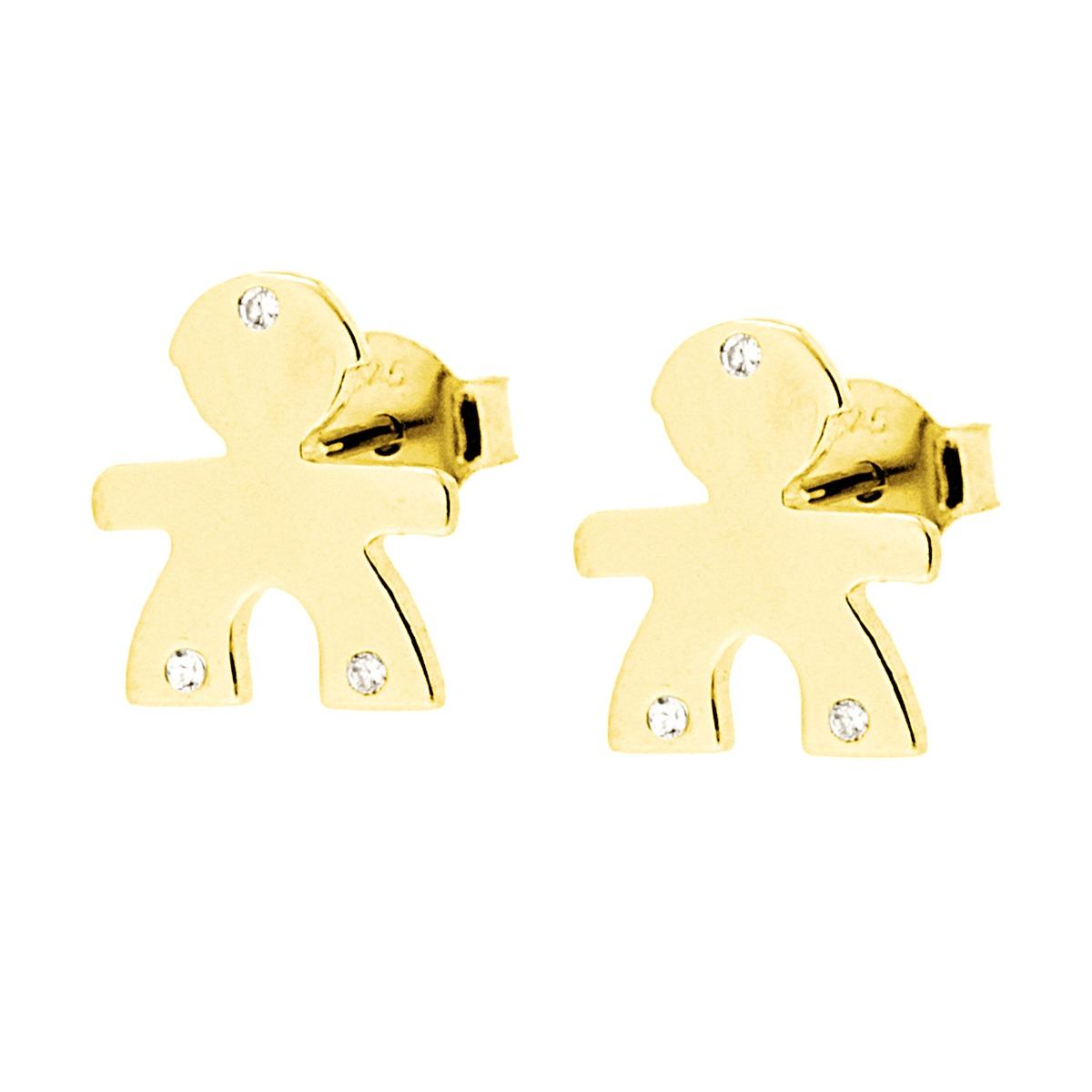Orecchini Bimbo con Zirconi Bianchi in ARGENTO 925 Galvanica Oro