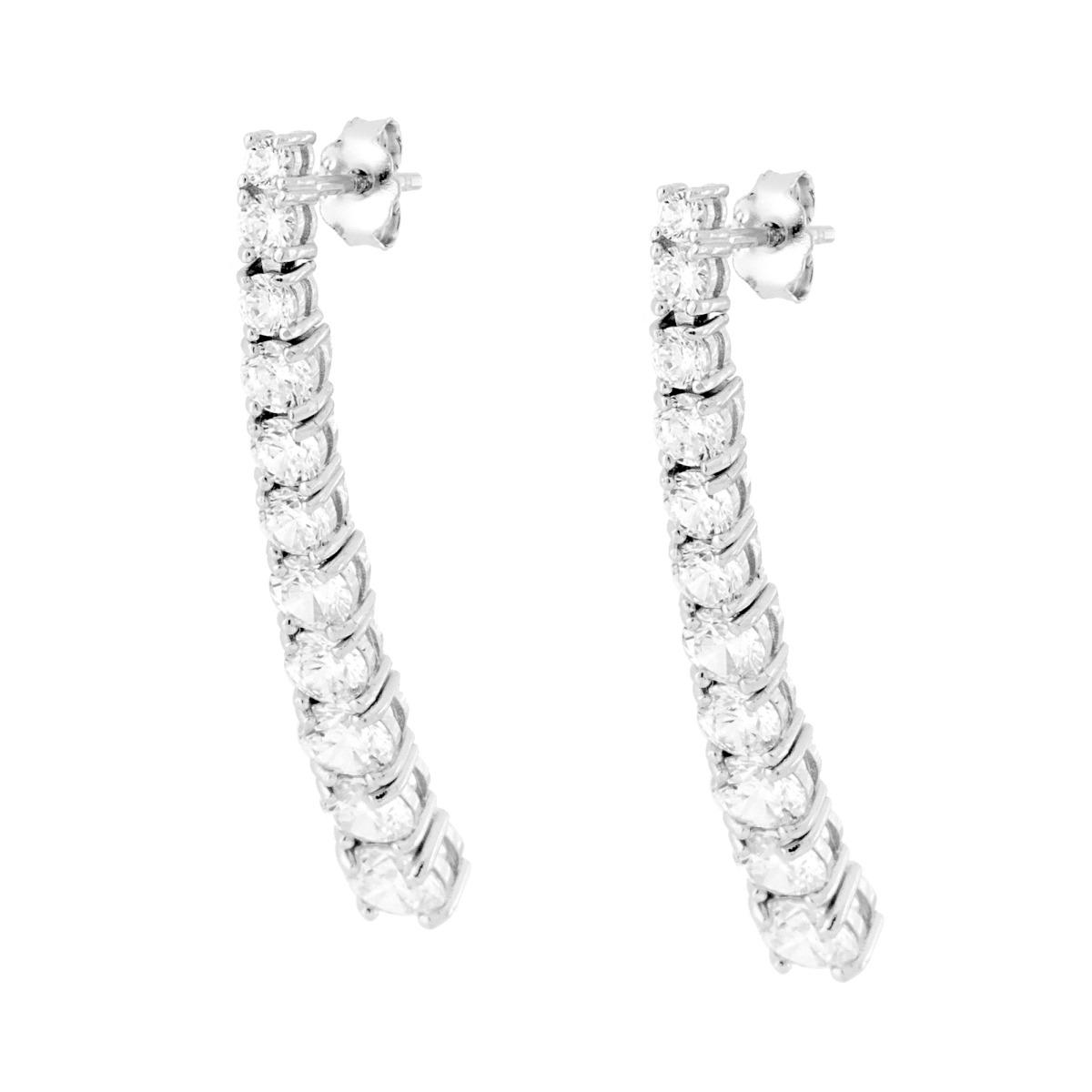 Orecchini Pendenti Tennis Degrade con Zirconi Bianchi in ARGENTO 925 Galvanica Rodio