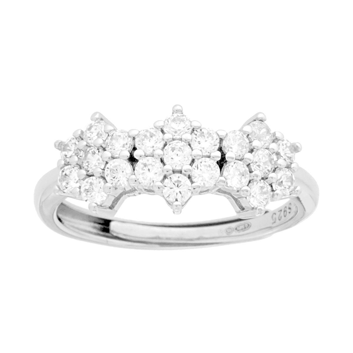 Anello Trilogy Fiori con Zirconi Bianchi in ARGENTO 925 Galvanica Rodio