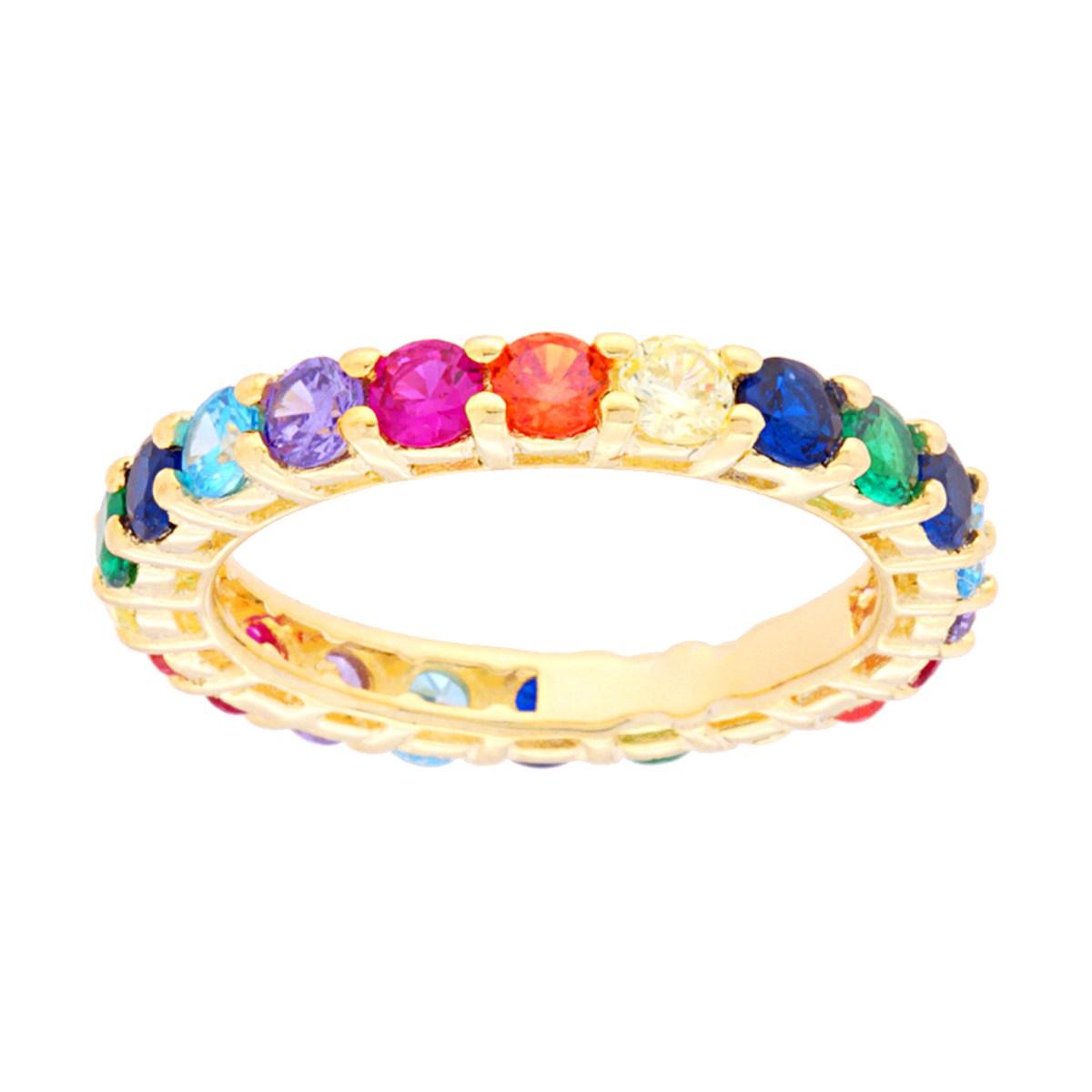 Anello Eternity Veretta a giro con Cubic Zirconia Multicolor in ARGENTO 925 Galvanica Oro