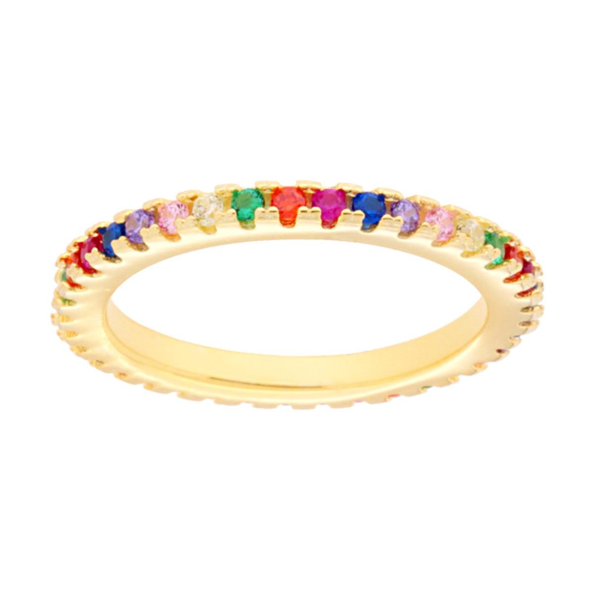 Anello Eternity Veretta a giro con Cubic Zirconia Multicolor in ARGENTO 925 Galvanica Oro