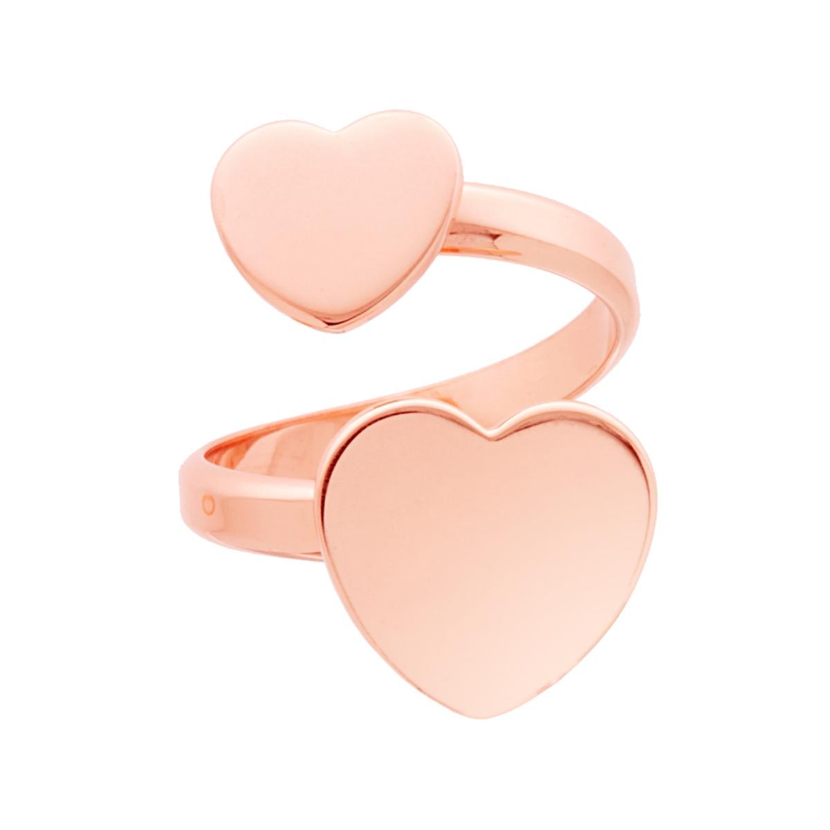 Anello Contrarie Amore Cuori plain in ARGENTO 925 Galvanica Rosa