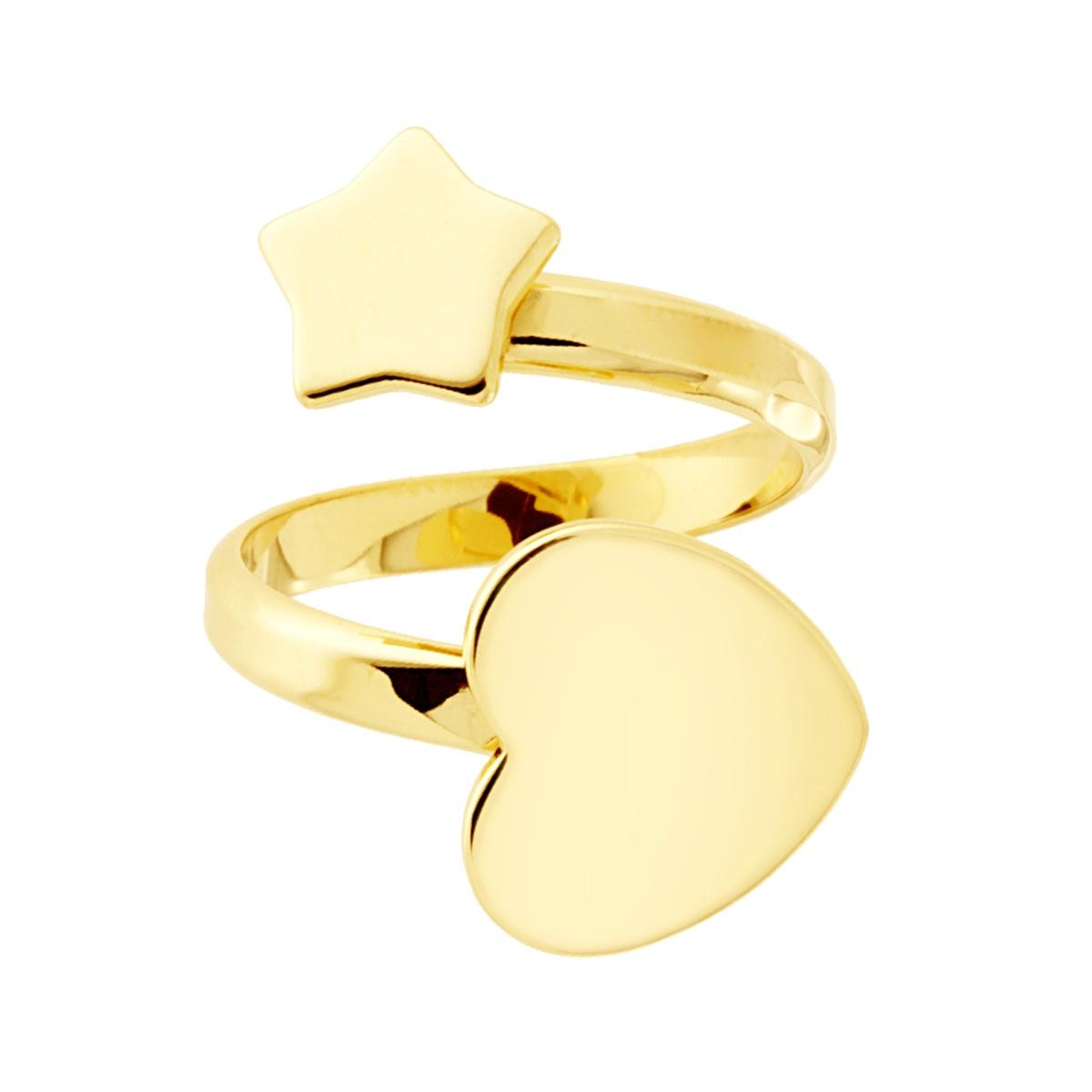 Anello Contrarie Cuore e Stella plain in ARGENTO 925 Galvanica Rodio