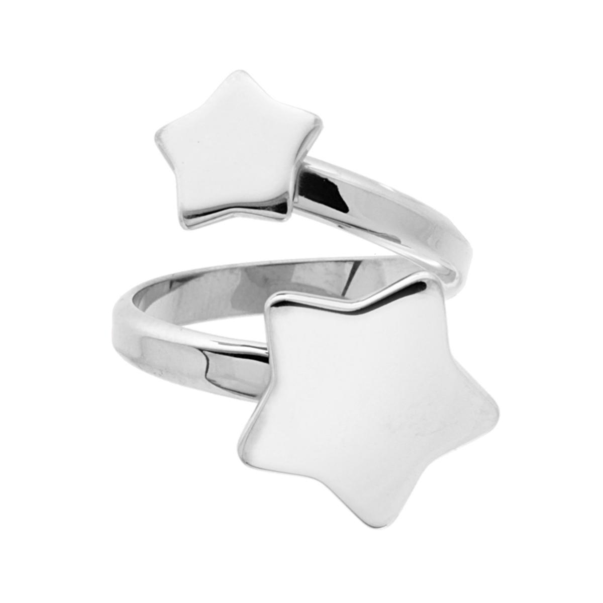 Anello Contrarie con Stelle plain in ARGENTO 925 Galvanica Rodio
