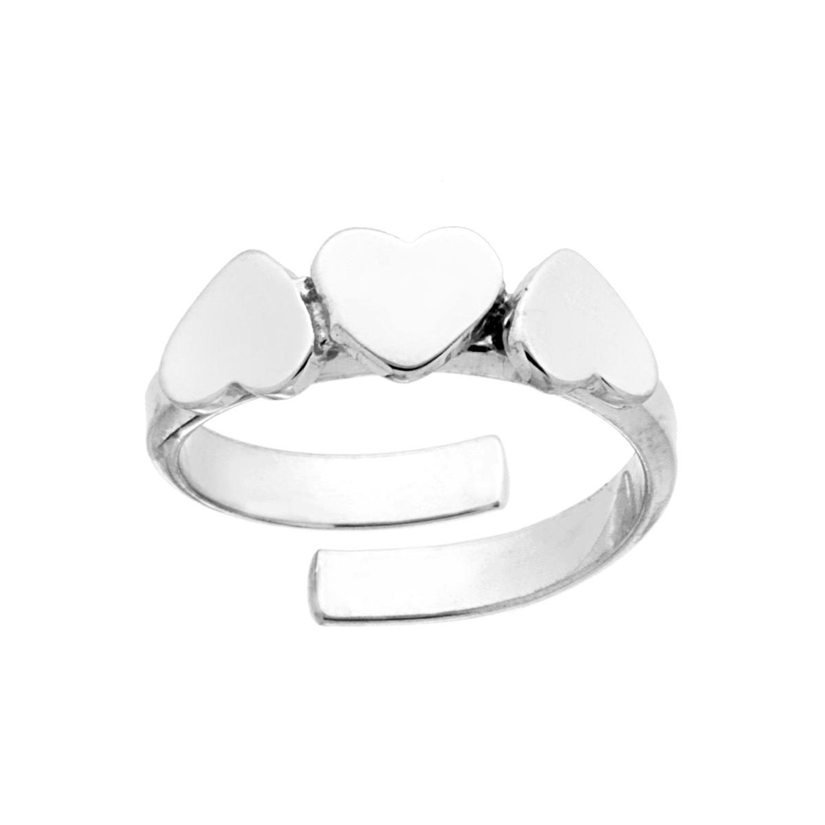 Anello Trilogy Cuori plain in ARGENTO 925 Galvanica Rodio