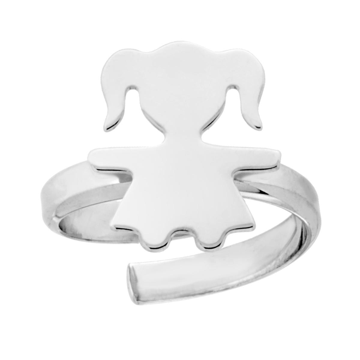 Anello Famiglia con figlia bimba in ARGENTO 925 Galvanica Rodio