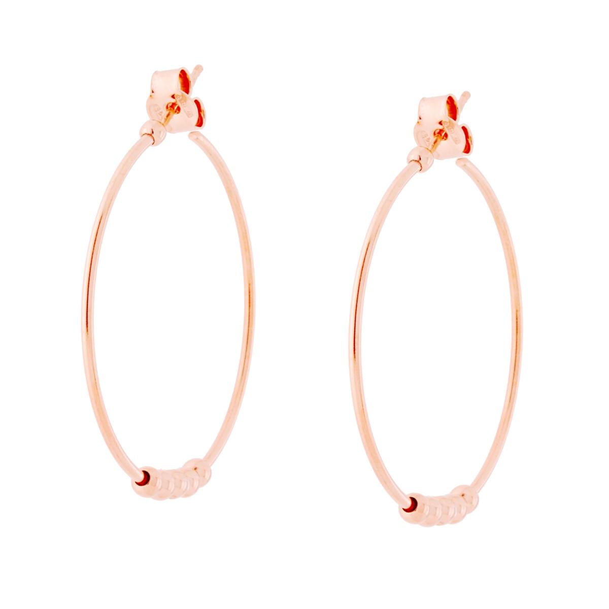 Orecchini Cerchio con Palline lisce in ARGENTO 925 Galvanica Rosa