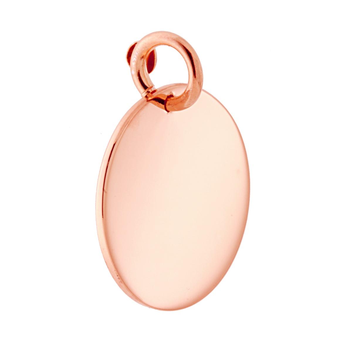 Ciondolo Piastrina Medaglietta per incisione mm 23 Tondo plain in ARGENTO 925 Galvanica Rosa