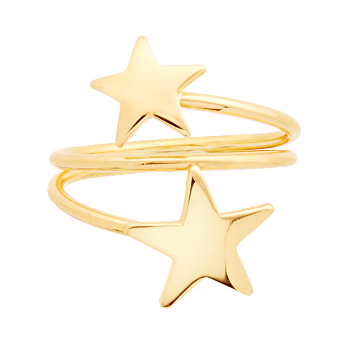 Anello filo con Stelle plain in ARGENTO 925 Galvanica Oro