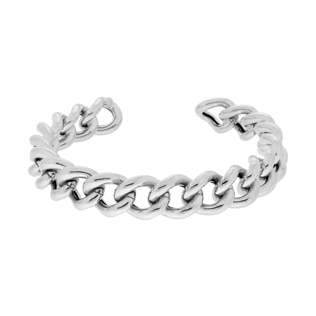Bracciale rigido Catena Grumetta in ARGENTO 925 Galvanica Rodio