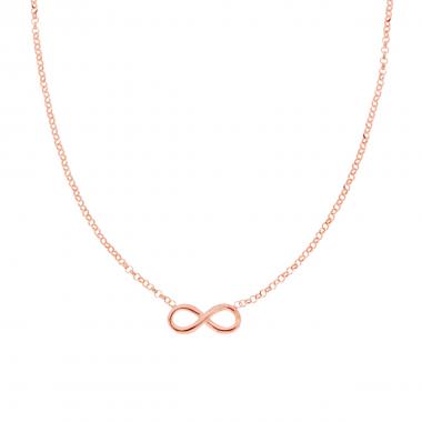 Collana Catena Rolo Diamantata cm 45+5 con Infinito in ARGENTO 925 Galvanica Rosa