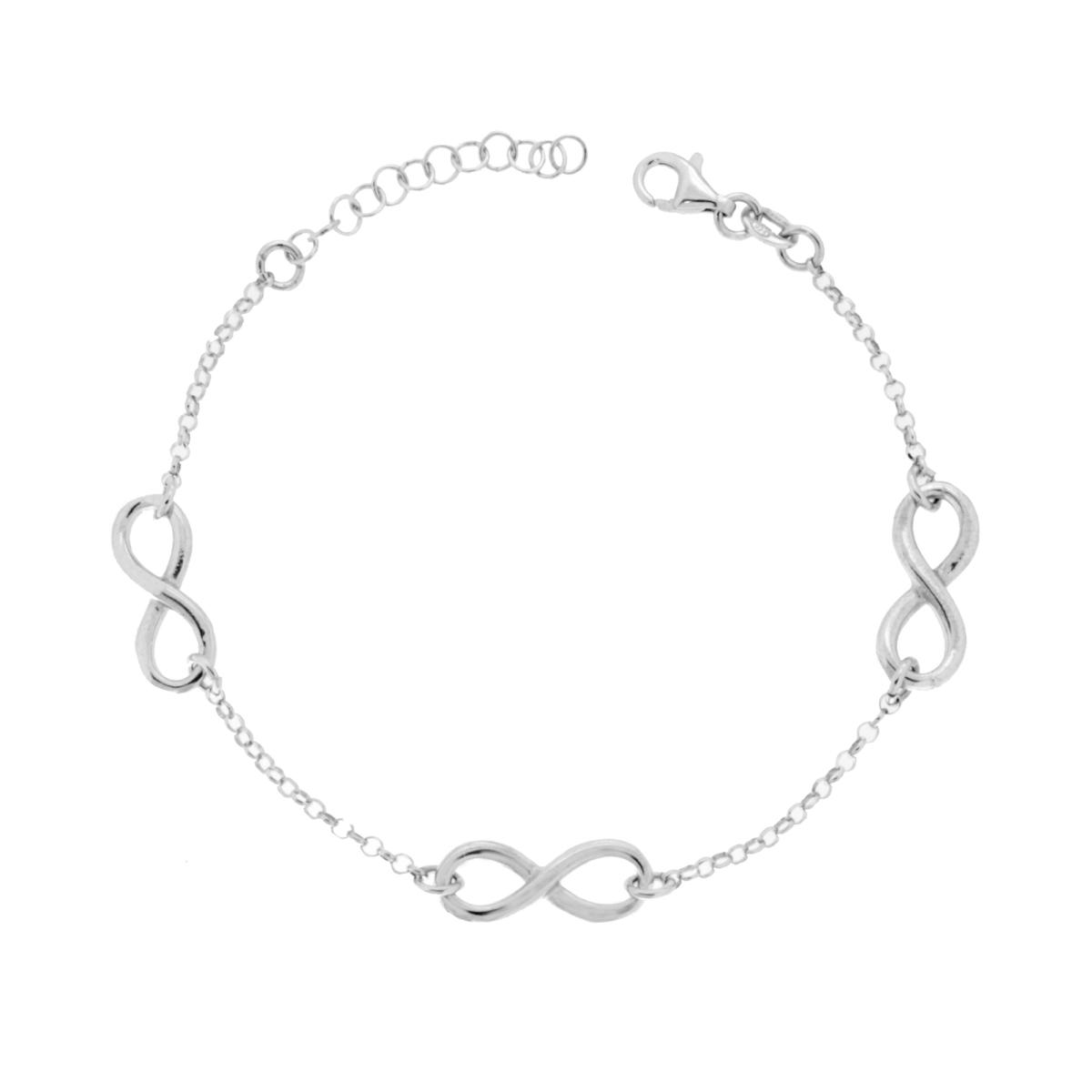 Bracciale Catena Rolo Diamantata con Infinito in ARGENTO 925 Galvanica Rodio