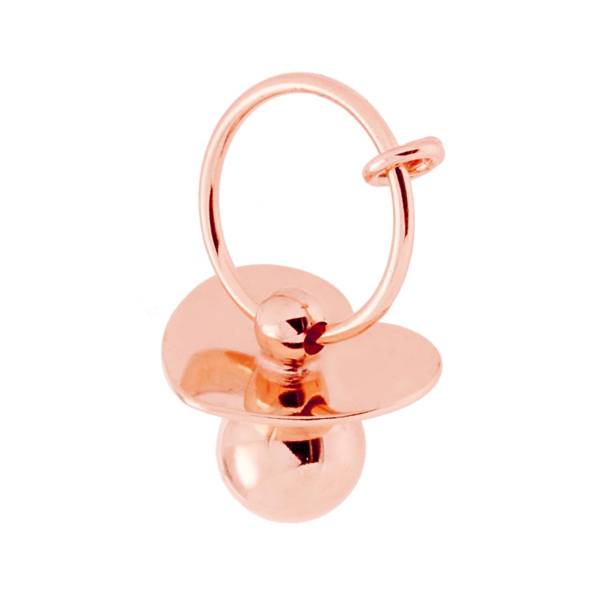 Ciondolo Ciuccio con Cuore mm 32 in ARGENTO 925 Galvanica Rosa