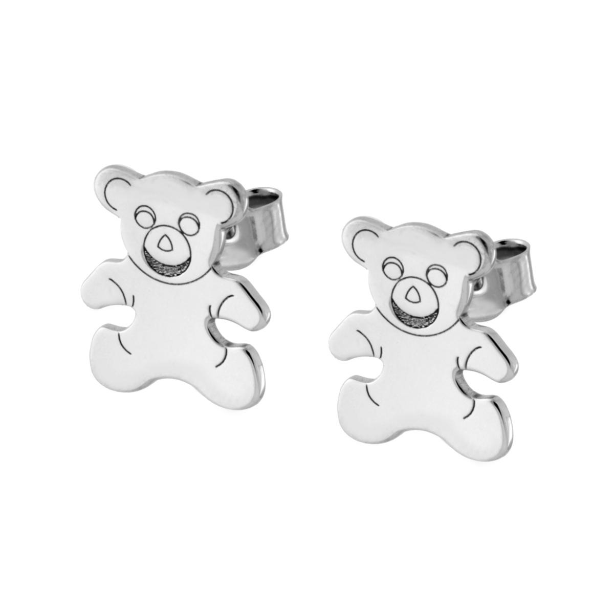 Orecchini Orsacchiotto plain in ARGENTO 925 Galvanica Rodio