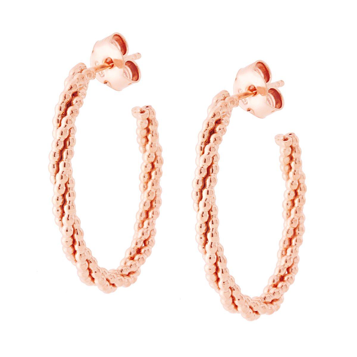 Orecchini Cerchio Ovale doppio Filo Torchon mm 32 in ARGENTO 925 Galvanica Rosa