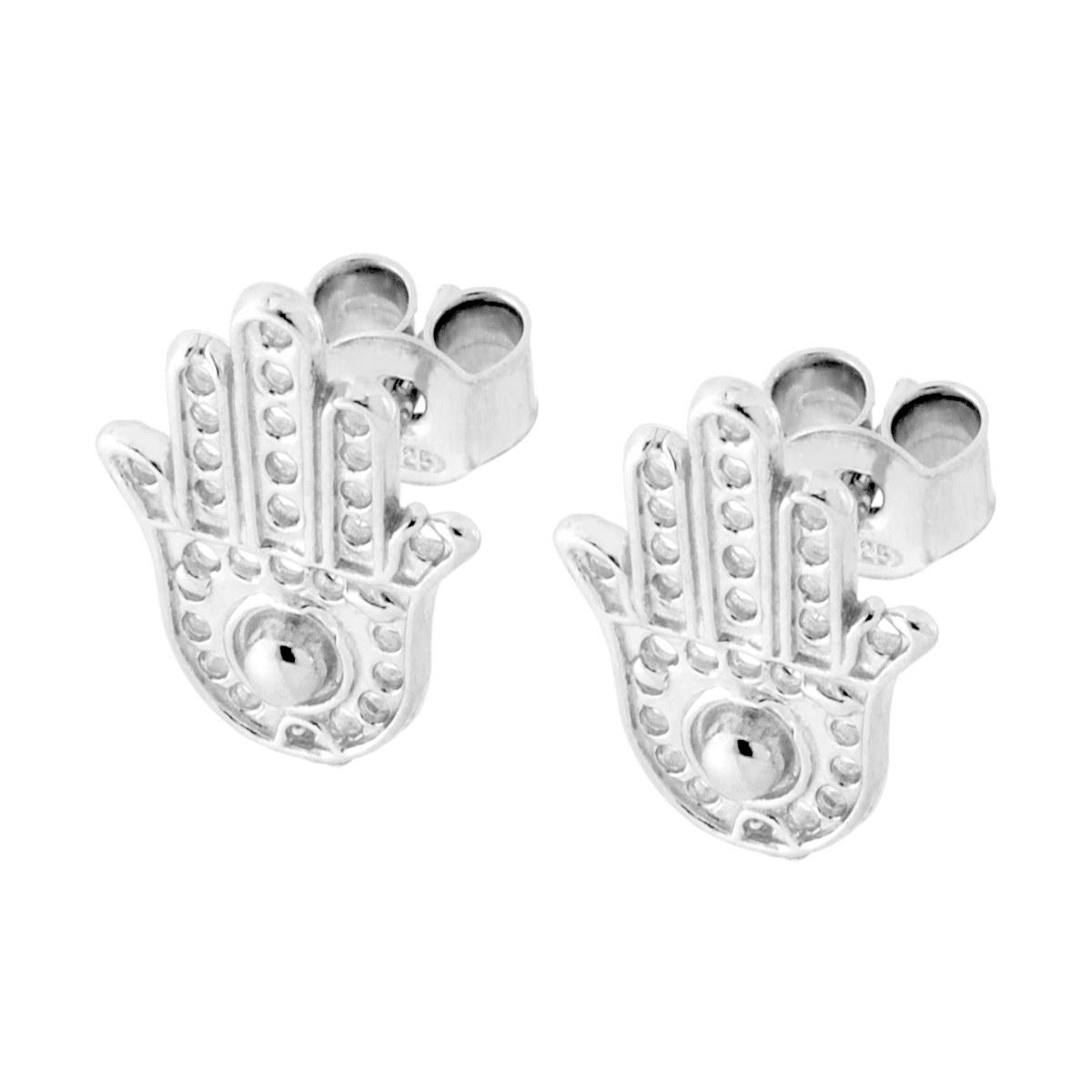 Orecchini Mano di Fatima in ARGENTO 925 Galvanica Rodio